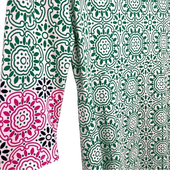 Boden Green & White Medallion Print V Neck Jersey Knit Tunic Mini Dress Womens 8 - Picture 6 of 10